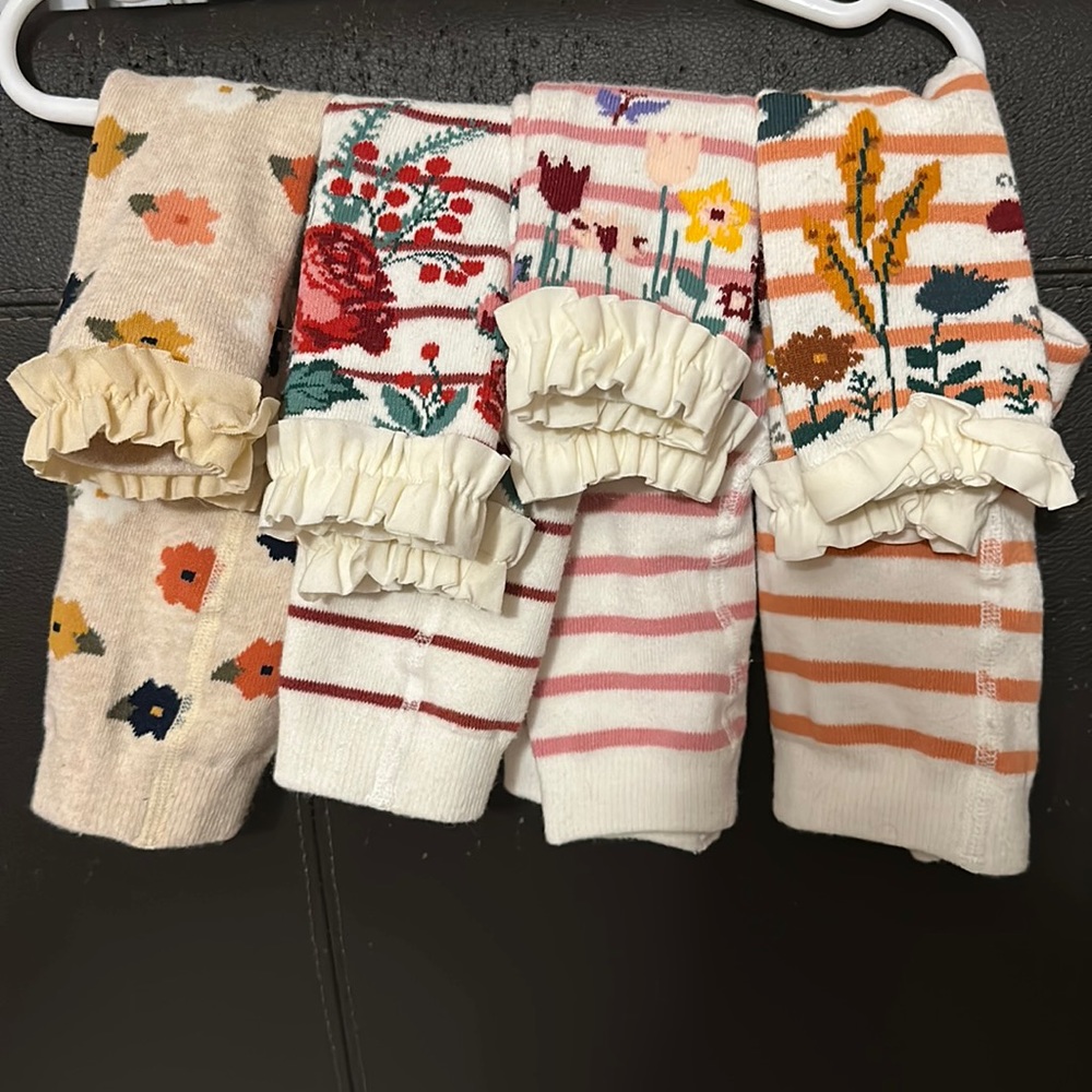 4 pairs of Ruffle Butts leggings with ruffle cuffed ankles